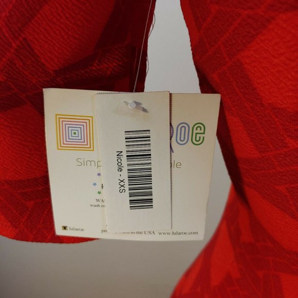 LuLaRoe Fit and Flare Dress Geometric Print Casual Red Dress Size XXS‎ R4 - Picture 4 of 6